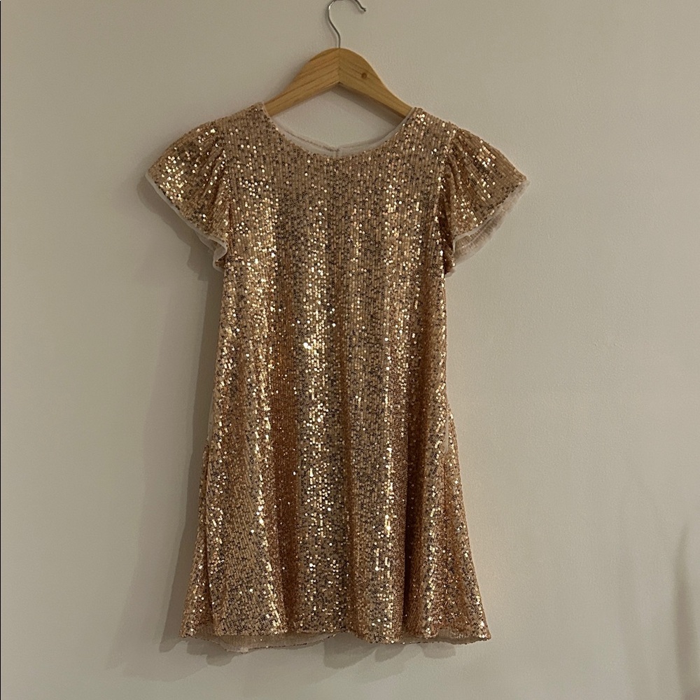 Cat & Jack Glittering Gold Sequin Dress With Pockets